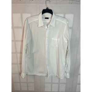 Ermenegildo Zegna White Crinkled Textured Long Sleeve Button Up Shirt Size XL